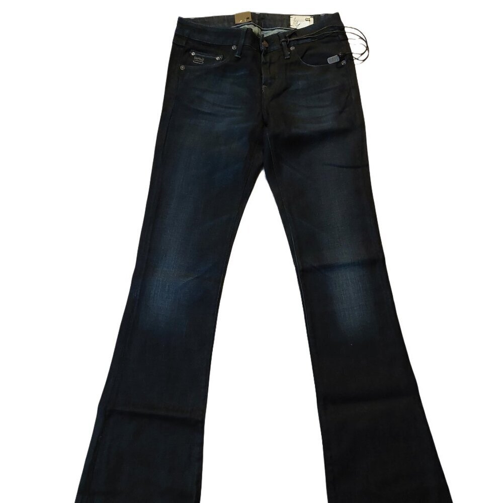 G-Star 3301 Bell Cut Aspen Denim Dark Vintage Blue Jeans Sz 26 x 34 NWT
